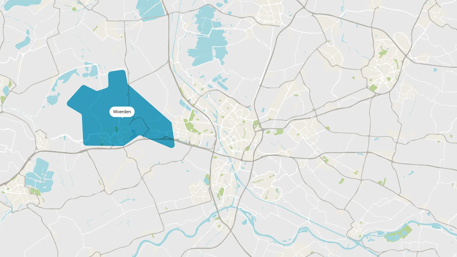 Kaart met aanduiding van de gemeente Woerden